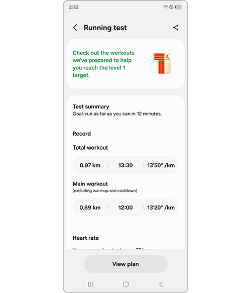 Displaying Running test result