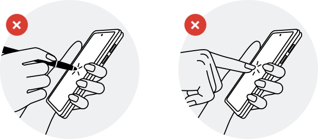 Do not press the screen with sharp objects