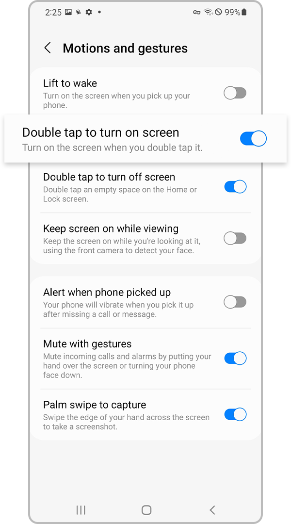 double tap to turn on screen switch
