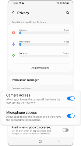 Enable access to Camera and Microphone