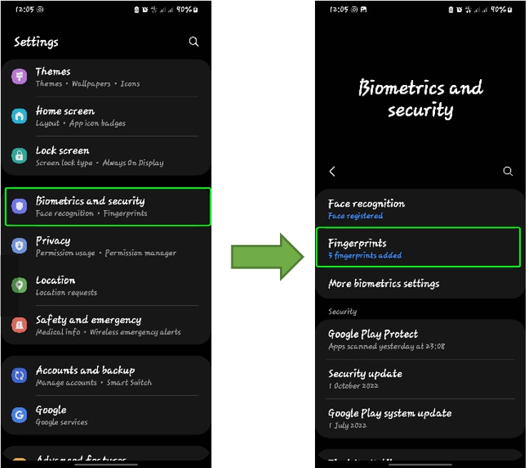 how remove fingerprint 1