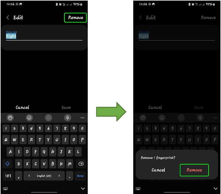 how remove fingerprint 3
