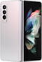 Galaxy Z Fold3 5G in Phantom silver, seen from the rear.