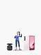On the left, a large Galaxy Z Fold7 in blue is placed, showing a 3D character of a daughter on a video call with her mother. In front of it, the back view of a female character in a running clothes is seen, waving to her mother on the call while facing the Galaxy Z Fold7. At the center of the phone’s screen, the mother’s face is displayed, with a small window at the top left corner showing the daughter’s face. At the bottom right, next to the female character, a Bespoke Jet Bot Combo AI is placed.