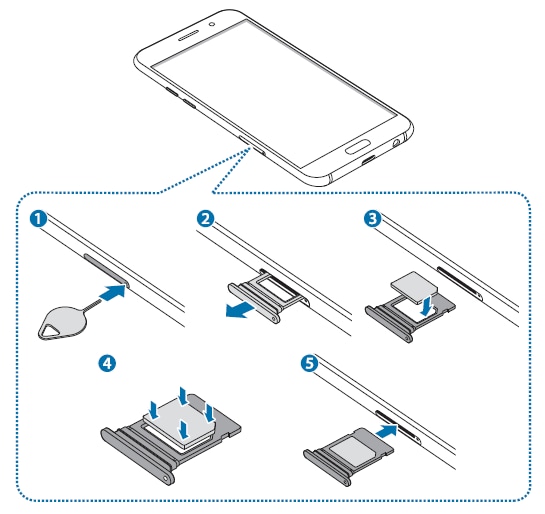 Galaxy A5/A7 2017: How to install the SIM or USIM card on Single SIM model
