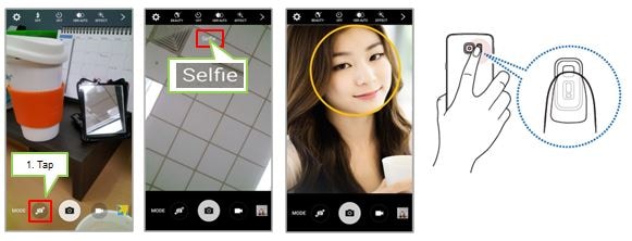 Galaxy Note5: How to take images by Selfie mode using the front camera?