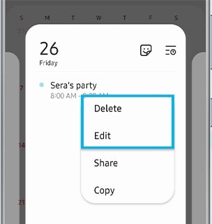 You can delete or edit an event