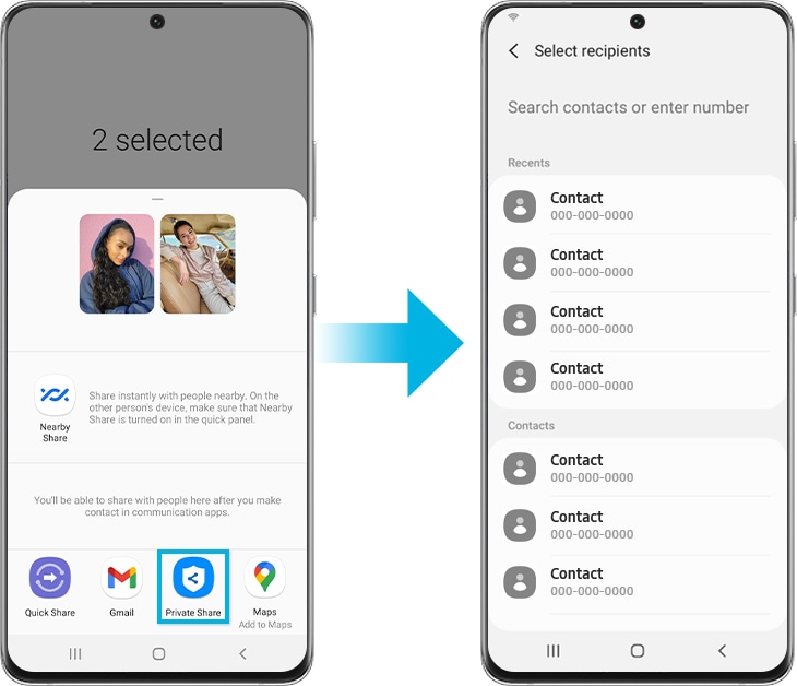 private share send step 1 and 2