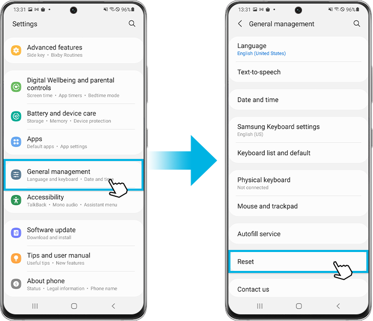 reset network settings step1