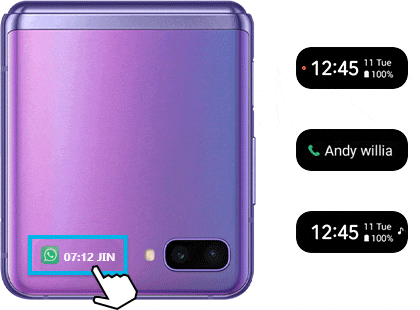 GIF image showing info on cover screen