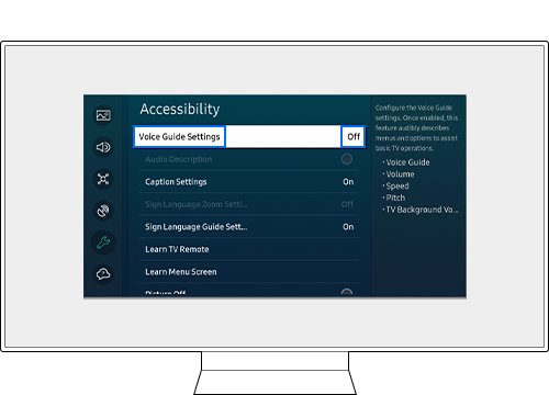 Step 3 Select Voice Guide Settings and disable Voice Guide