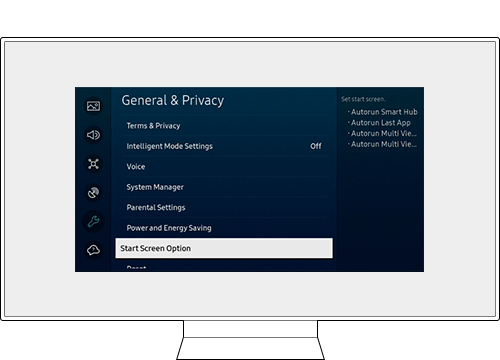 changing start screen options