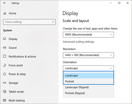display settings on windows 10 desktop screen