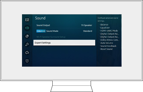 tv sound expert settings