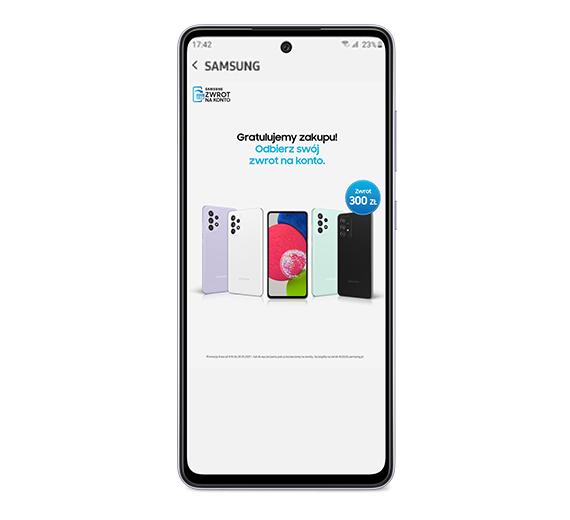 Ostatni krok by uzyskać zwrot gotówki na konto w promocji na smartfon Samsung. Uzupełnij formularz i poczekaj na na zwrot na konto!