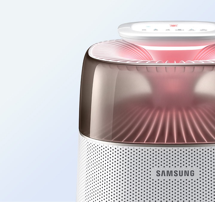 Czerwone podświetlenie oczyszczacza Samsung wskazuje złą jakość powietrza