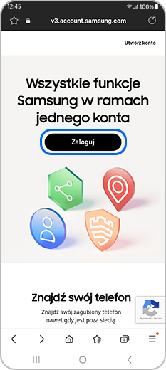 Strona logowania na konto Samsung