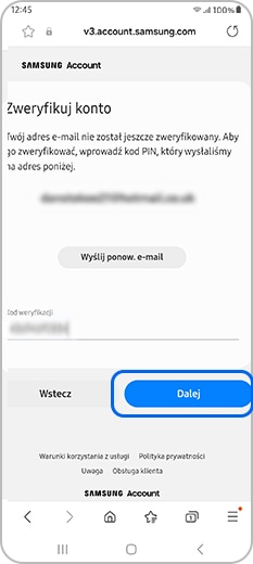Weryfikacja kodu i wysłanie go na adres e-mail