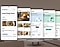 Kolejno ustawiono sześć interfejsów GUI systemu SmartThings Home. Od lewej: My home, Cooking, Energy, Clothing Care, Pet Care i Home Care.