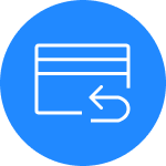 Ikona: Karta płatnicza i symbolizujące Krok 5: Odbiór cashbacku, czyli zwrotu środków pieniężnych do 3000 zł.