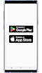 Ekran smartfona z przyciskami pobierania aplikacji SmartThings z Google Play i App Store.