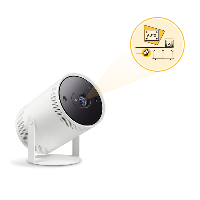 Zdjęcie Samsung the freestyle z grafiką prezentującą funkcję Automatyczne Dostosowanie Obrazu