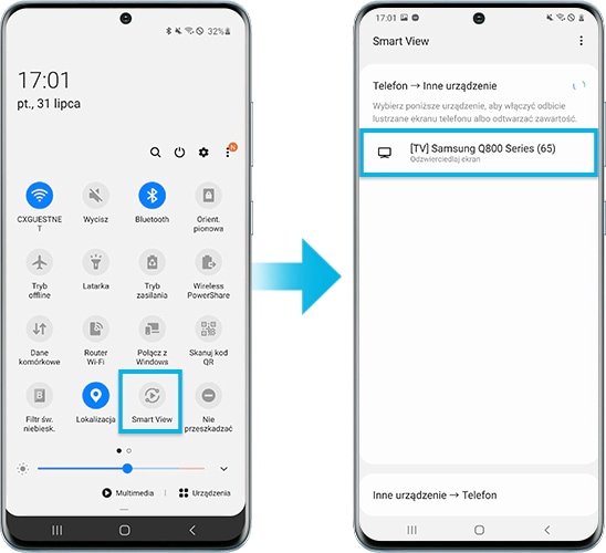 Udostępnianie za pomocą aplikacji Smart View