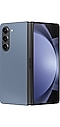 Galaxy Z Fold5: Niebieski, częściowo otwarty, pokazany od tyłu.