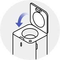 zamknij pokrywę pojemnika na kurz