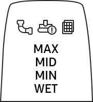 Trzy najważniejsze ikony na wyświetlaczu odkurzacza Jet