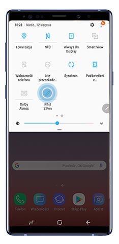 Opcja pilota S Pen w panelu powiadomien
