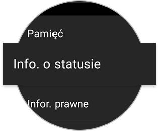 Samsung Galaxy Watch Informacje o statusie