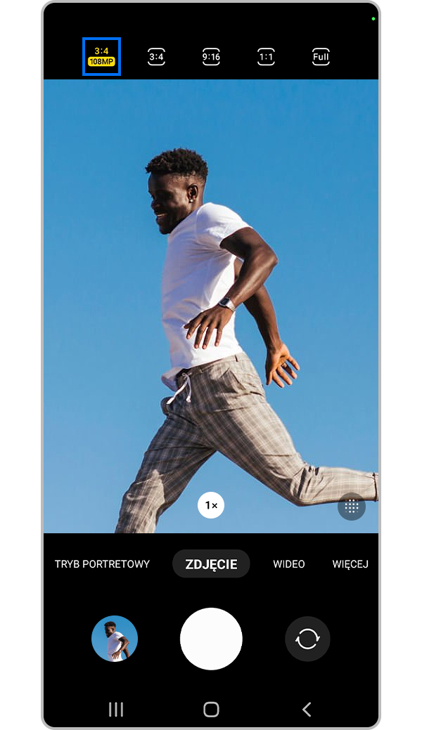 wybór rozdzielczości aparatu 108p galaxy s22 ultra