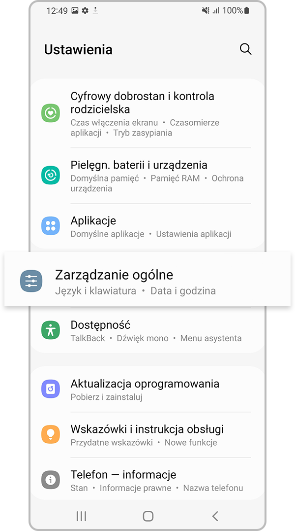 Ustawienia zarządzania ogólnego