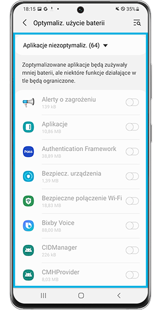 Pojedinačna optimizacija za manju potrošnju baterije – 5. korak