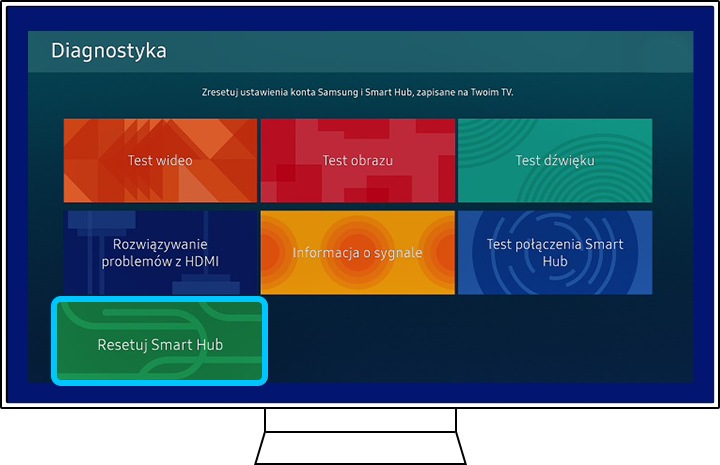 Przejdź przez dostępną listę i wybierz “Resetuj Smart Hub”.