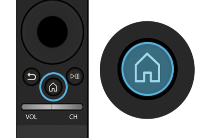 Przycisk powrotu na stronie głównej pilota Samsung