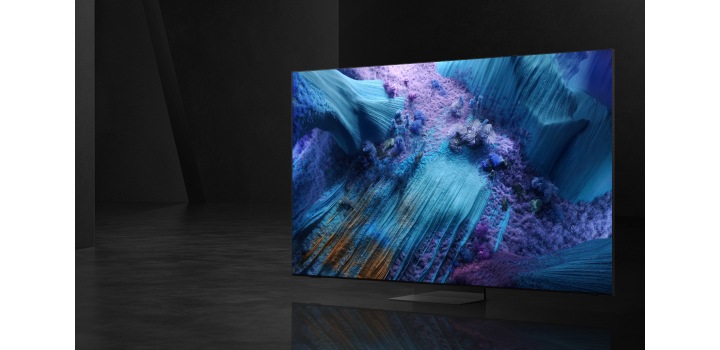 TV Samsung Neo QLED avec technologie Mini LED et image abstraite bleue à l'écran