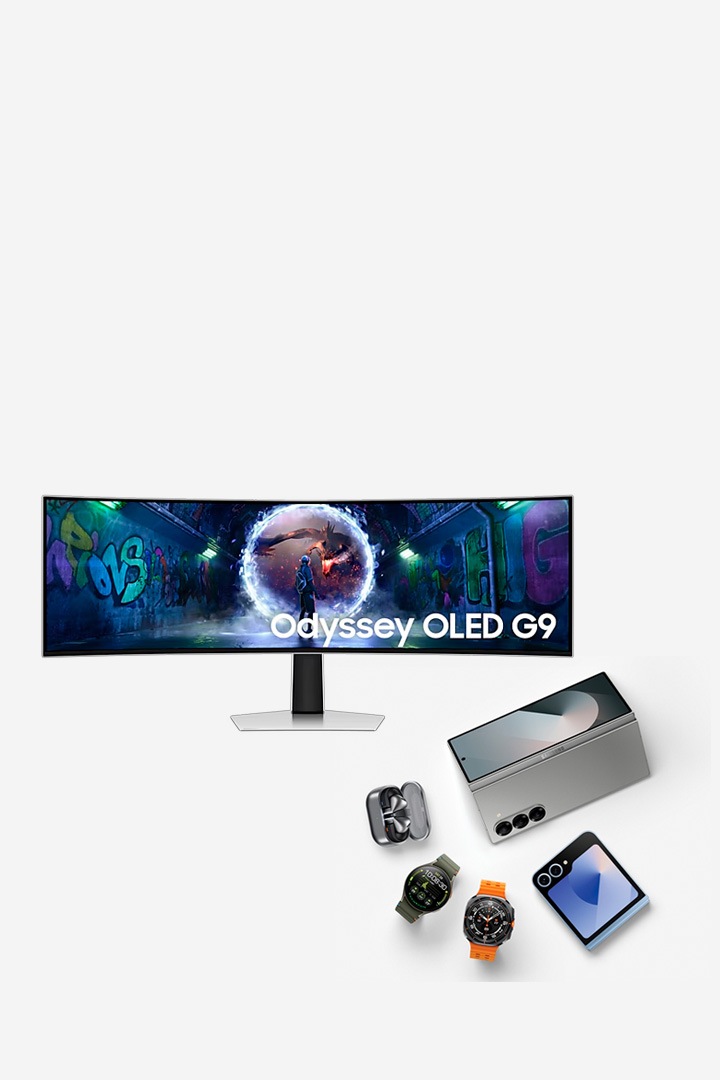 Três dispositivos num escritório durante a noite. À esquerda está um dispositivo Galaxy Z Fold5 que mostra informações financeiras. No meio está o Tab S9 Ultra que mostra um senhor de fato, com um estilo executivo, a olhar para a janela do seu escritório. À direita, há outro Galaxy Z Fold5 no Modo Flex com uma S Pen a assinar um documento. Do lado de fora da janela, há uma cidade movimentada com arranha-céus.