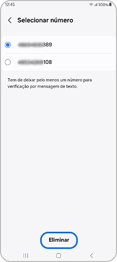Selecione um número para remover e toque em Eliminar
