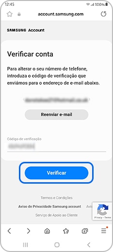 Verifique o código enviado para o seu endereço de e-mail