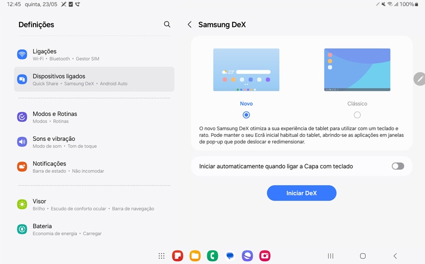Definições para o Samsung Dex