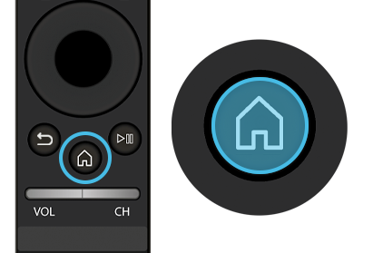 Aceda ao Smart Hub na Smart TV ao premir o botão Home do telecomando.