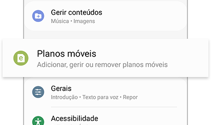 Planos móveis realçados na aplicação Galaxy Wearable
