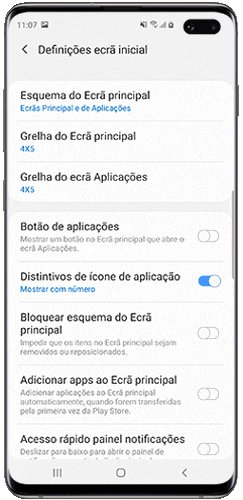 Toque no botão Aplicações