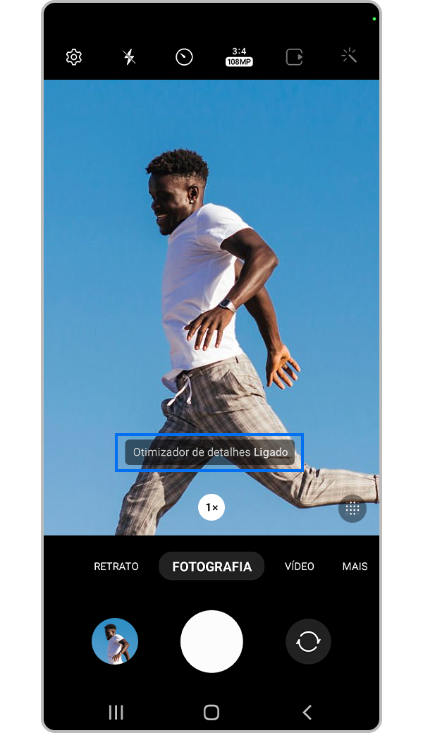 câmara do galaxy s22 ultra modo otimizador de detalhes ativado
