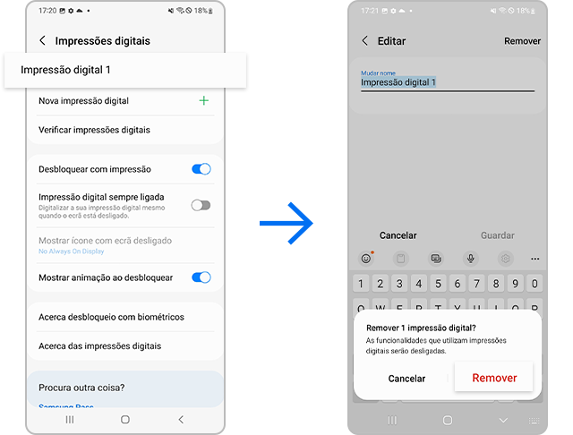 apagar o reconhecimento de impressão digital