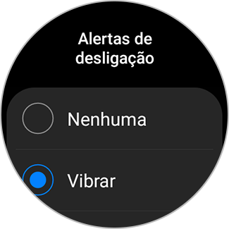 Lista de definições para os alertas de desligação.