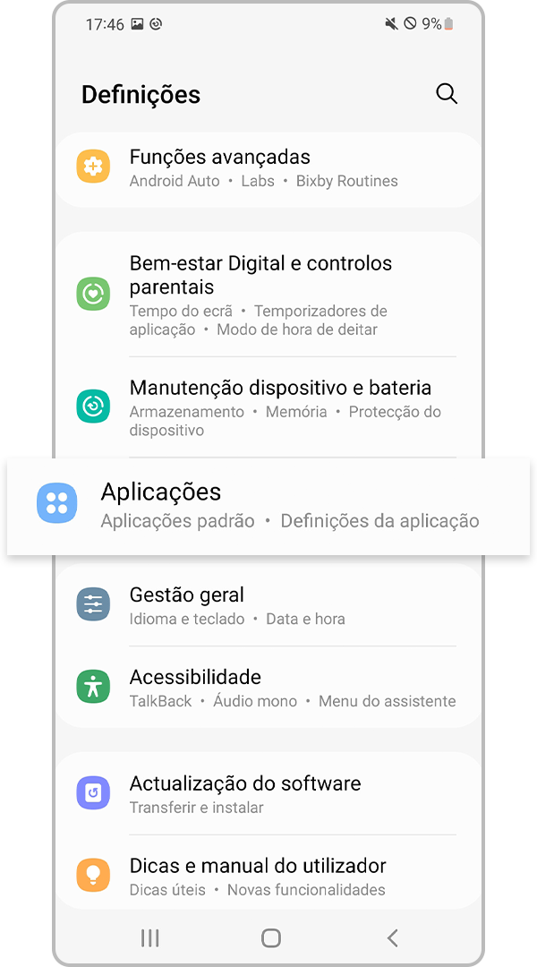 Definições das aplicações