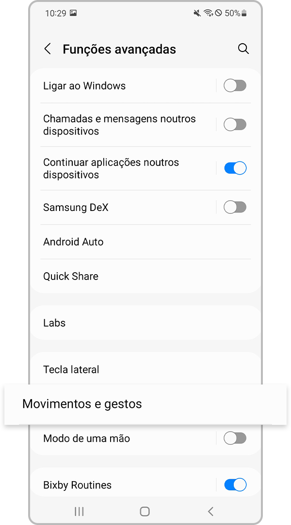 definições movimentos e gestos